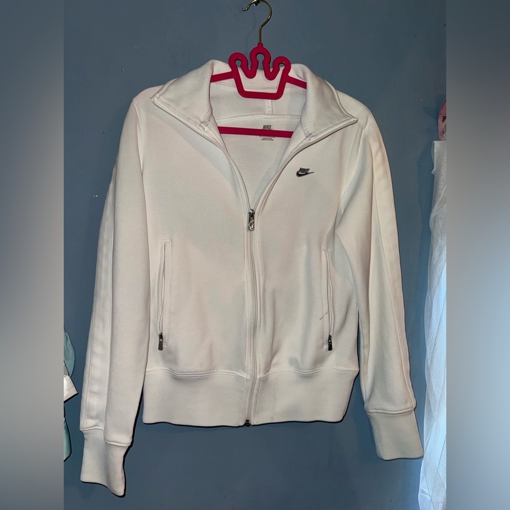 Nike White Zip Up Jacket Women’s Size M Athletic Lightweight